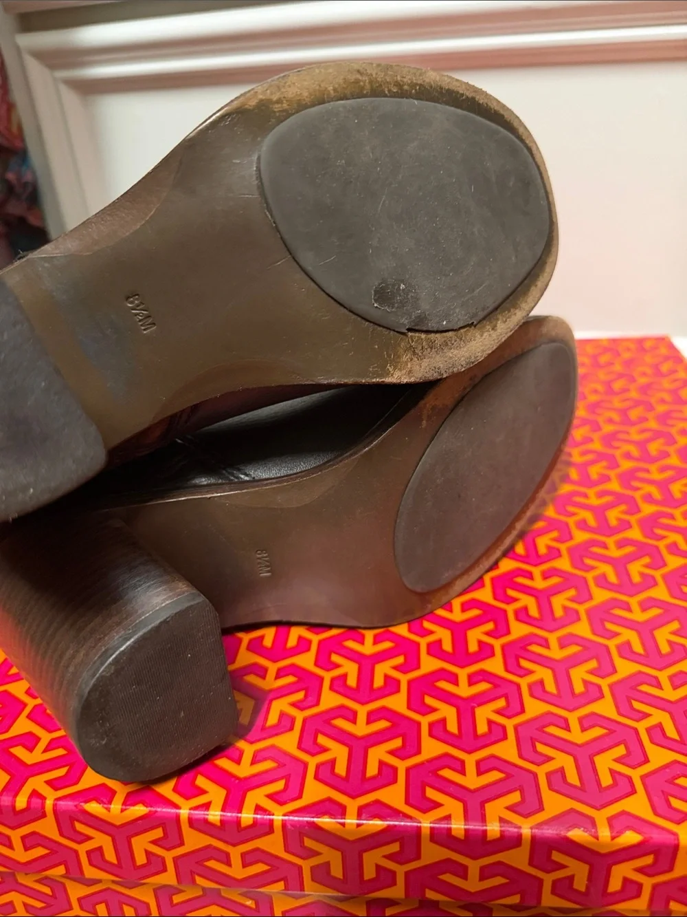 Tory Burch Dark gray Leather Knee-High Block Heel Boots